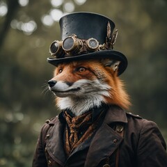 A fox featured in a steampunk aesthetic.