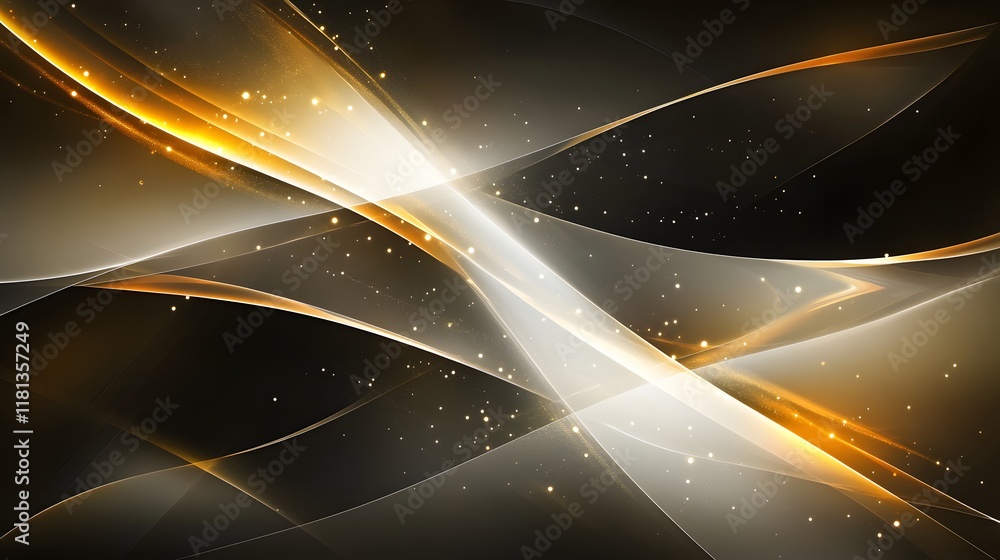 Poster abstract dynamic waves, flowing lines in warm gold and soft white, perfect for background or modern 