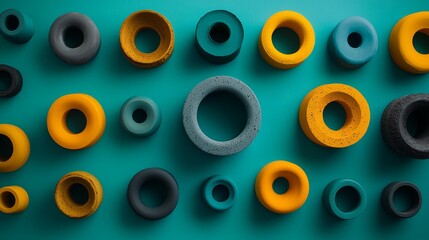 Fototapeta premium Geometric Shapes Made from Recycled Materials, Emphasizing Sustainability and Innovation