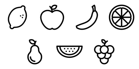 fresh fruits icon set template