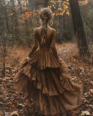 Fototapeta premium girl in a beautiful dress in nature