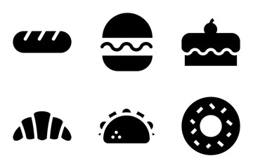 bread, burger, cake, croissant, taco and doughnut icons