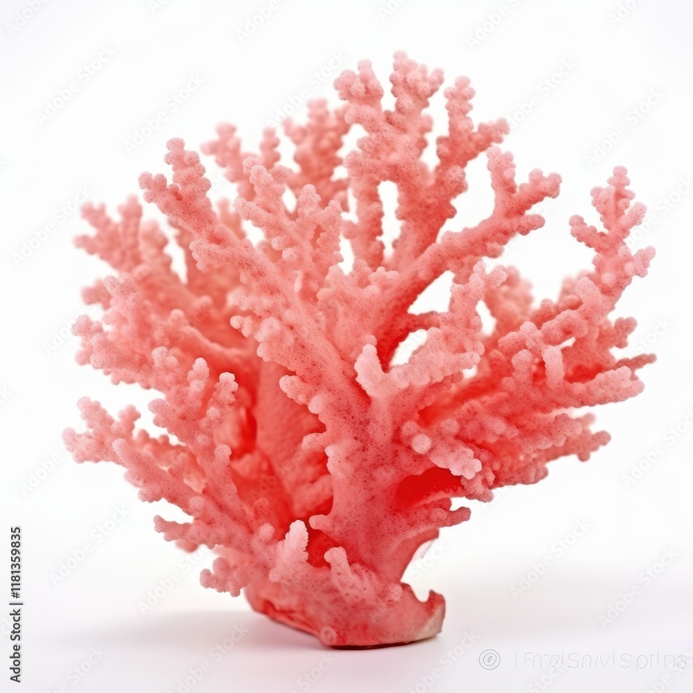 Aufkleber vibrant coral structure with intricate branching in soft red tones displaying natural beauty on a wh