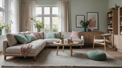 Obraz premium scandinavian style minimalist living room