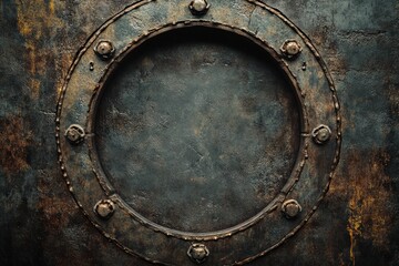 Fototapeta premium empty metal circle gritty and dark background
