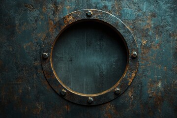 empty metal circle gritty and dark background