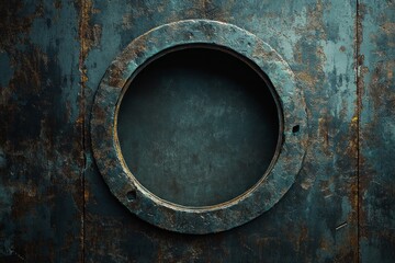 empty metal circle gritty and dark background