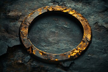 Fototapeta premium empty metal circle gritty and dark background