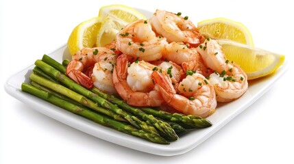 Saut&eacute;ed Shrimp with Lemon and Asparagus Presentation
