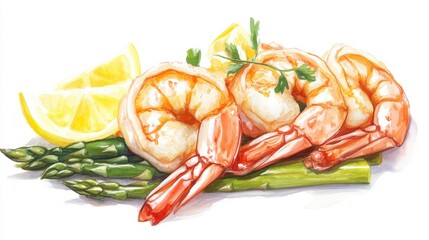 Saut&eacute;ed Shrimp with Lemon and Asparagus Presentation