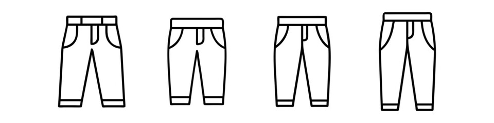 chinos icon, dress line art, dress vector - simple black line art icon of chinos perfect for logos, and dress-themed designs.