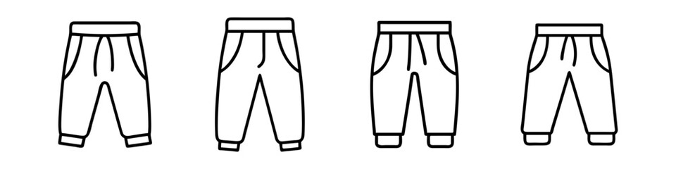 joggers icon, dress line art, dress vector - simple black line art icon of joggers perfect for logos, and dress-themed designs.
