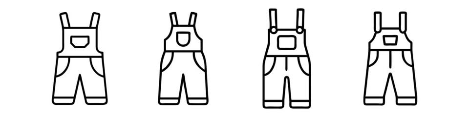 overalls icon, dress line art, dress vector - simple black line art icon of overalls perfect for logos, and dress-themed designs.