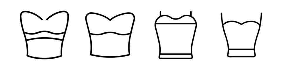 tube top icon, dress line art, dress vector - simple black line art icon of tube top perfect for logos, and dress-themed designs.