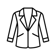 blazer icon, dress line art, dress vector - simple black line art icon of blazer perfect for logos, and dress-themed designs.