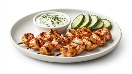 Grilled Chicken Skewers with Side Salad and Sauce