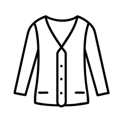 cardigan icon, dress line art, dress vector - simple black line art icon of cardigan perfect for logos, and dress-themed designs.