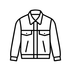 denim jacket icon, dress line art, dress vector - simple black line art icon of denim jacket perfect for logos, and dress-themed designs.