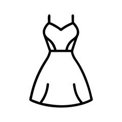 halter dress icon, dress line art, dress vector - simple black line art icon of halter dress perfect for logos, and dress-themed designs.