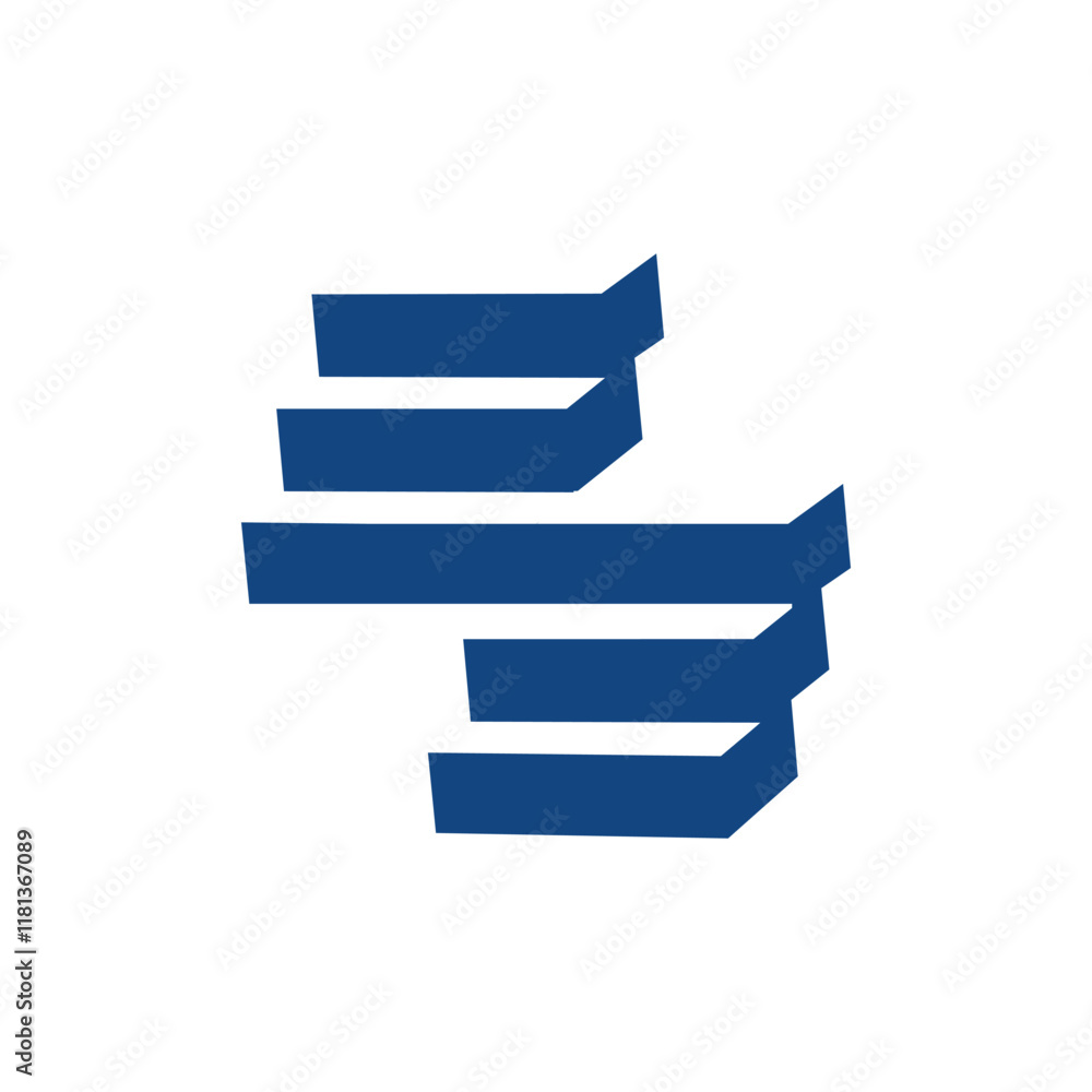 Aufkleber the image shows a flat logo design of an initial letter ee that shapes like a staircase in blue colo