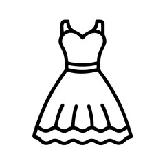 lace dress icon, dress line art, dress vector - simple black line art icon of lace dress perfect for logos, and dress-themed designs.