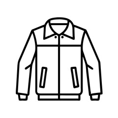 leather jacket icon, dress line art, dress vector - simple black line art icon of leather jacket perfect for logos, and dress-themed designs.