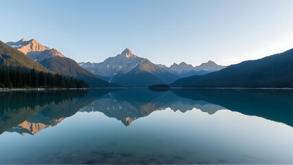 Lake in the Mountain Landscape with Reflections, Generative AI
