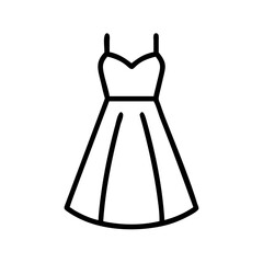 maxi dress icon, dress line art, dress vector - simple black line art icon of maxi dress perfect for logos, and dress-themed designs.