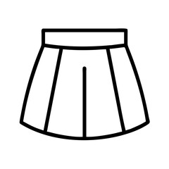 mini skirt icon, dress line art, dress vector - simple black line art icon of mini skirt perfect for logos, and dress-themed designs.