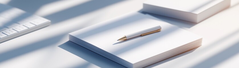 Fototapeta premium Warm natural light with a pleasant and comfortable workstation.