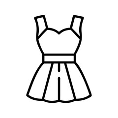 peplum dress icon, dress line art, dress vector - simple black line art icon of peplum dress perfect for logos, and dress-themed designs.