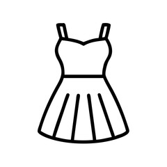 sundress icon, dress line art, dress vector - simple black line art icon of sundress perfect for logos, and dress-themed designs.