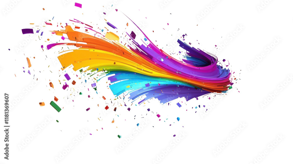 Poster abstract colorful curved lines tornado transparent background