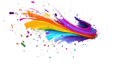 Abstract colorful curved lines tornado transparent background