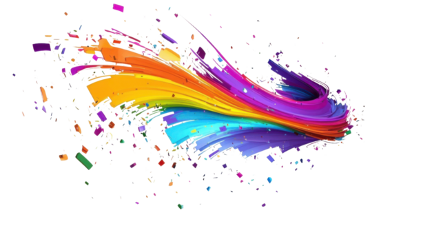 Abstract colorful curved lines tornado transparent background