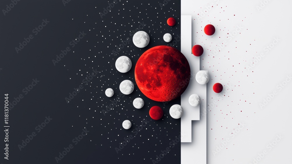 Aufkleber a composite image of a lunar eclipse, with the various stages of the eclipse arranged circularly aro