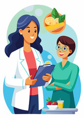 Professional female nutritionist giving health consultation to a patient