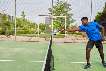 Professional monitor of paddle jump to the ball. Sport game