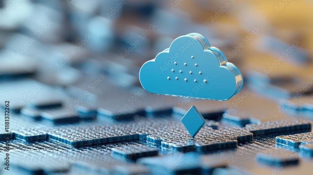 Poster a folder icon with a blue downward arrow extending from a cloud icon towards it, representing the do