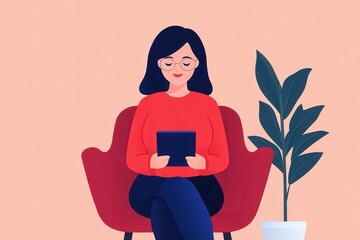 Professional Woman Using Tablet for Online Medical Advice