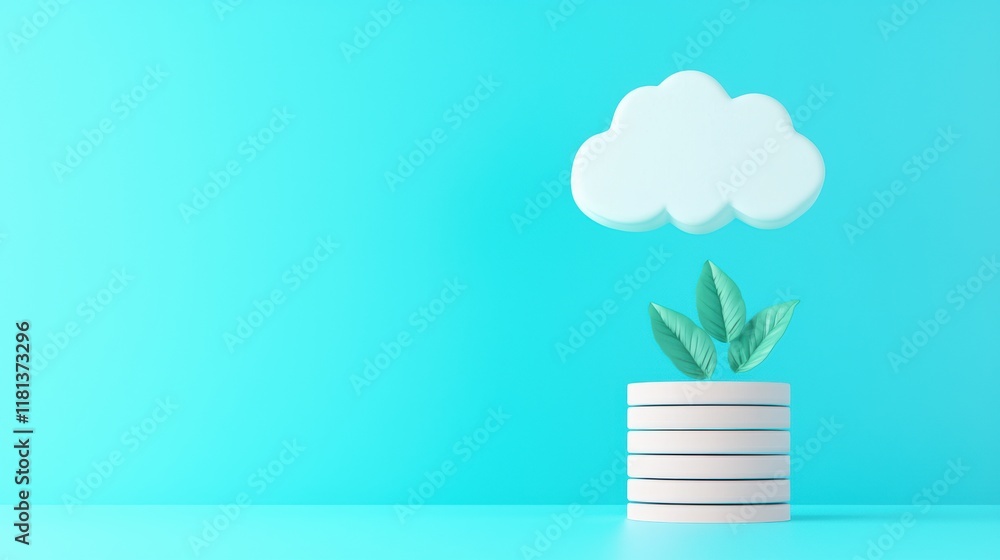 Poster a database icon with a cloud icon floating above it, symbolizing cloud based database management sys