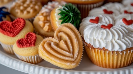 Delicious Valentine s Day Heart Shaped Cupcakes and Cookies Assortment