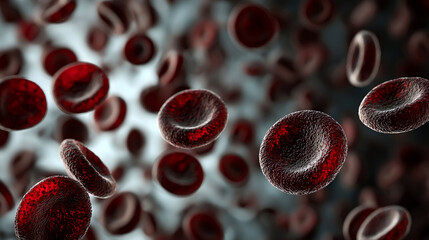 Fototapeta premium Microscopic View of Red Blood Cells: A Detailed Look into Human Biology