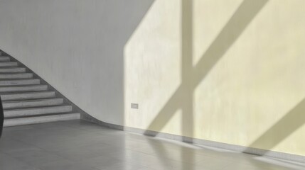 Obraz premium Modern Architecture Interior Sunlight Shadows on Walls and Staircase