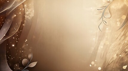 Elegant Gold Background With Swirling Designs And Leaves