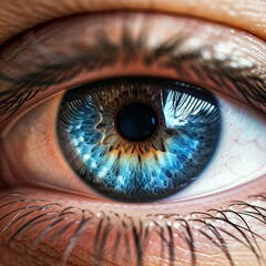 close-up photography captures the mesmerizing detail of an human's eye, with a special focus on the intricate iris.