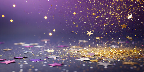 Glittering stars falling on dark background