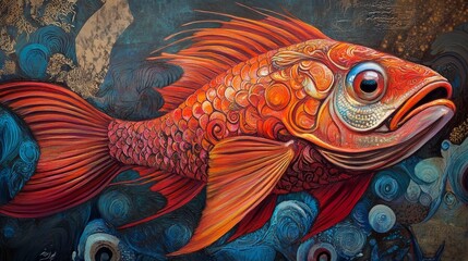 Beautiful red line tetra fish