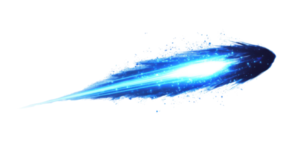 Bright glowing meteor light ray transparent background