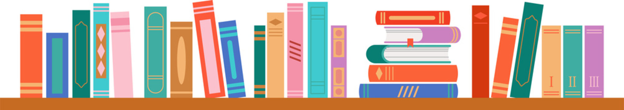 Colorful bookshelf illustration